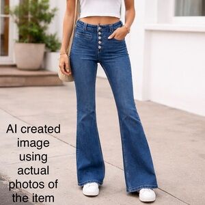 Anthropologie Pilcro High Rise Trouser Bootcut Jeans Women 27 Exposed Button Fly